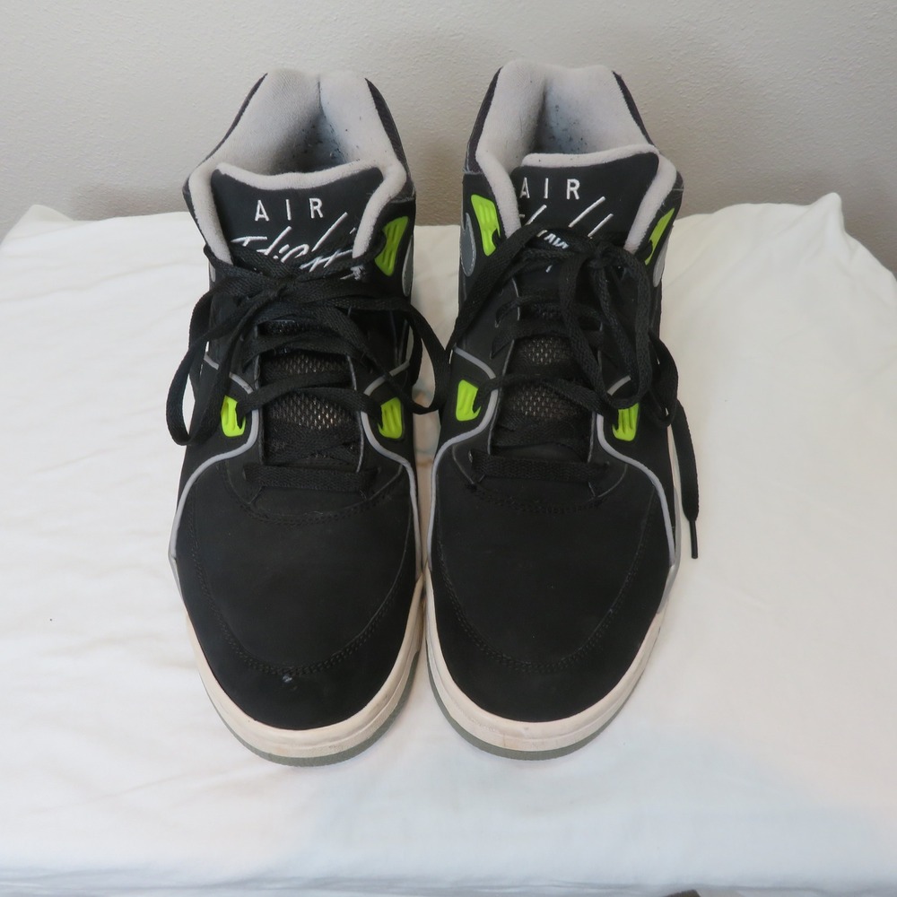 Nike Air Flight 89 Mens Basketball Shoes Black Electric Green Grey Size‎ 13